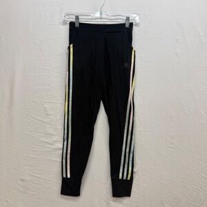 Adidas Girls Black Rainbow 3-Stripe Slim Fit Jogger Pants Size Medium 10/12